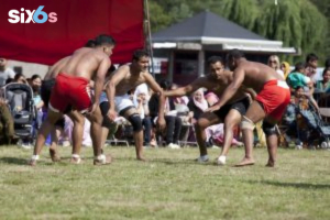 players of kabaddi playing with each other